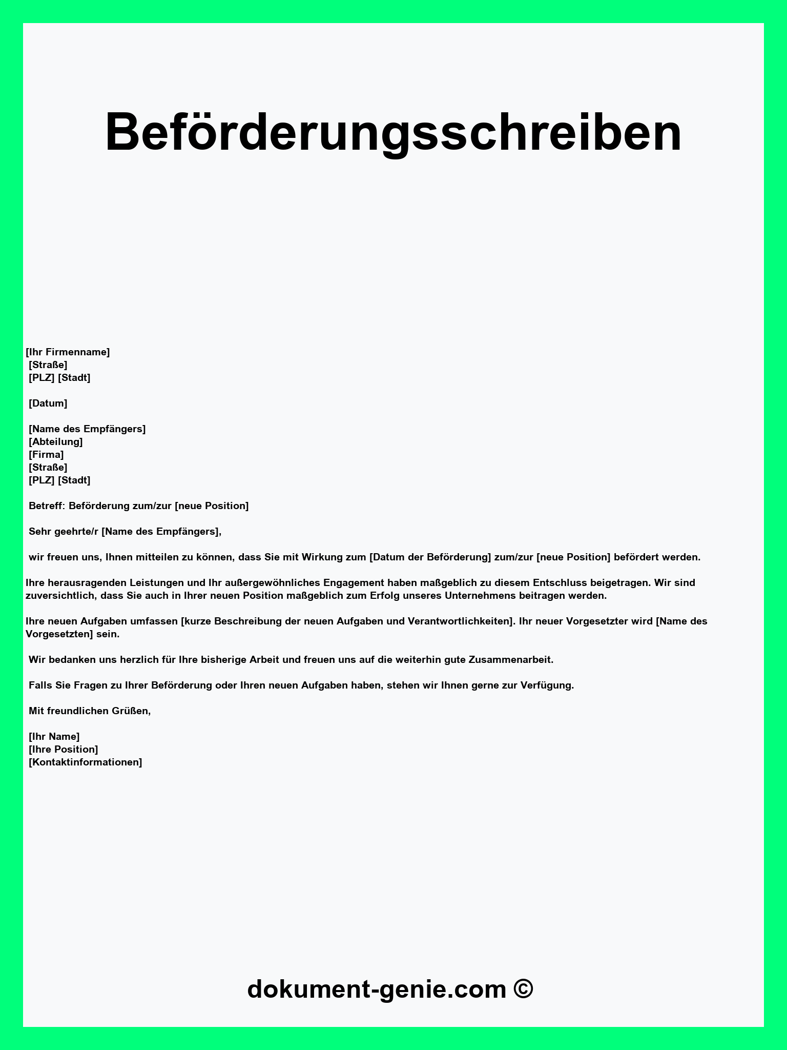 Beförderungsschreiben - PDF - Word